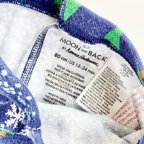 Hanna Andersson to the moon and back Christmas long John pajamas 18-24 - Picture 3 of 5
